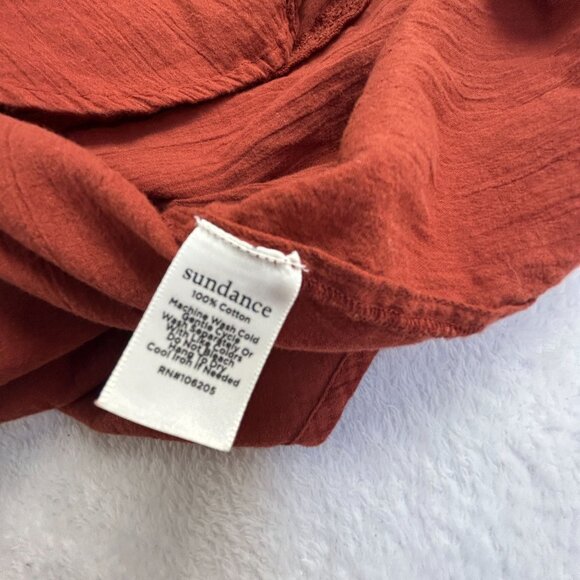 Sundance Womens Long Sleeve Button Up Louisa Peasant Blouse Top Ruffle Trim Red - Picture 3 of 8